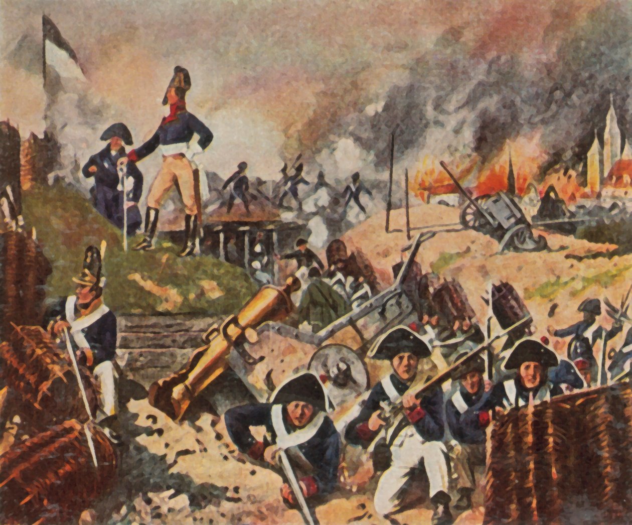 無敗のコルベルクの城壁に立つグナイゼナウとネッテルベック 作： ドイツ語学校