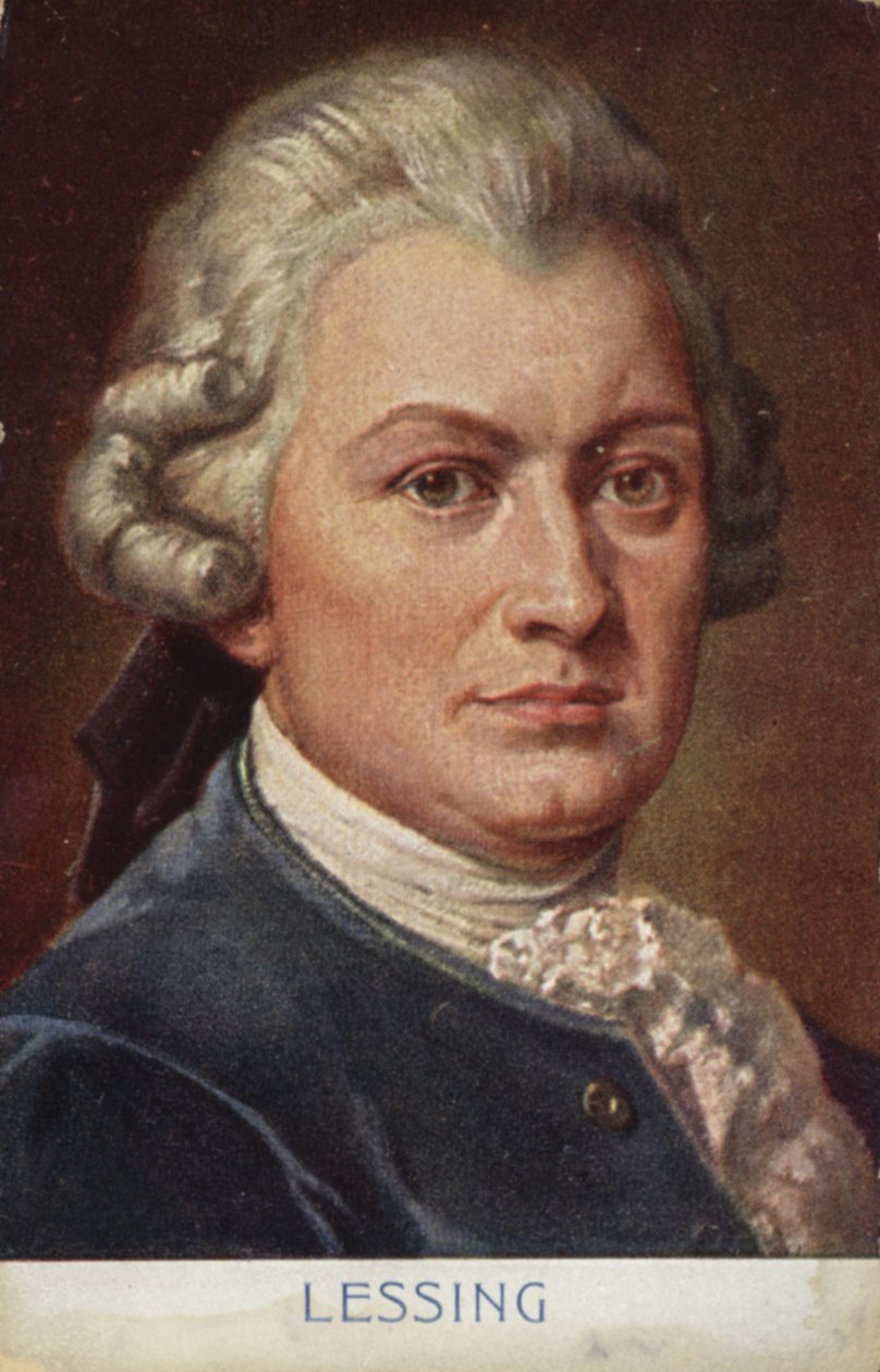 ゴットホルト・エフライム・レッシング（1729-1781）ドイツの作家、哲学者、劇作家（カラーリトグラフ） 作： ドイツ語学校