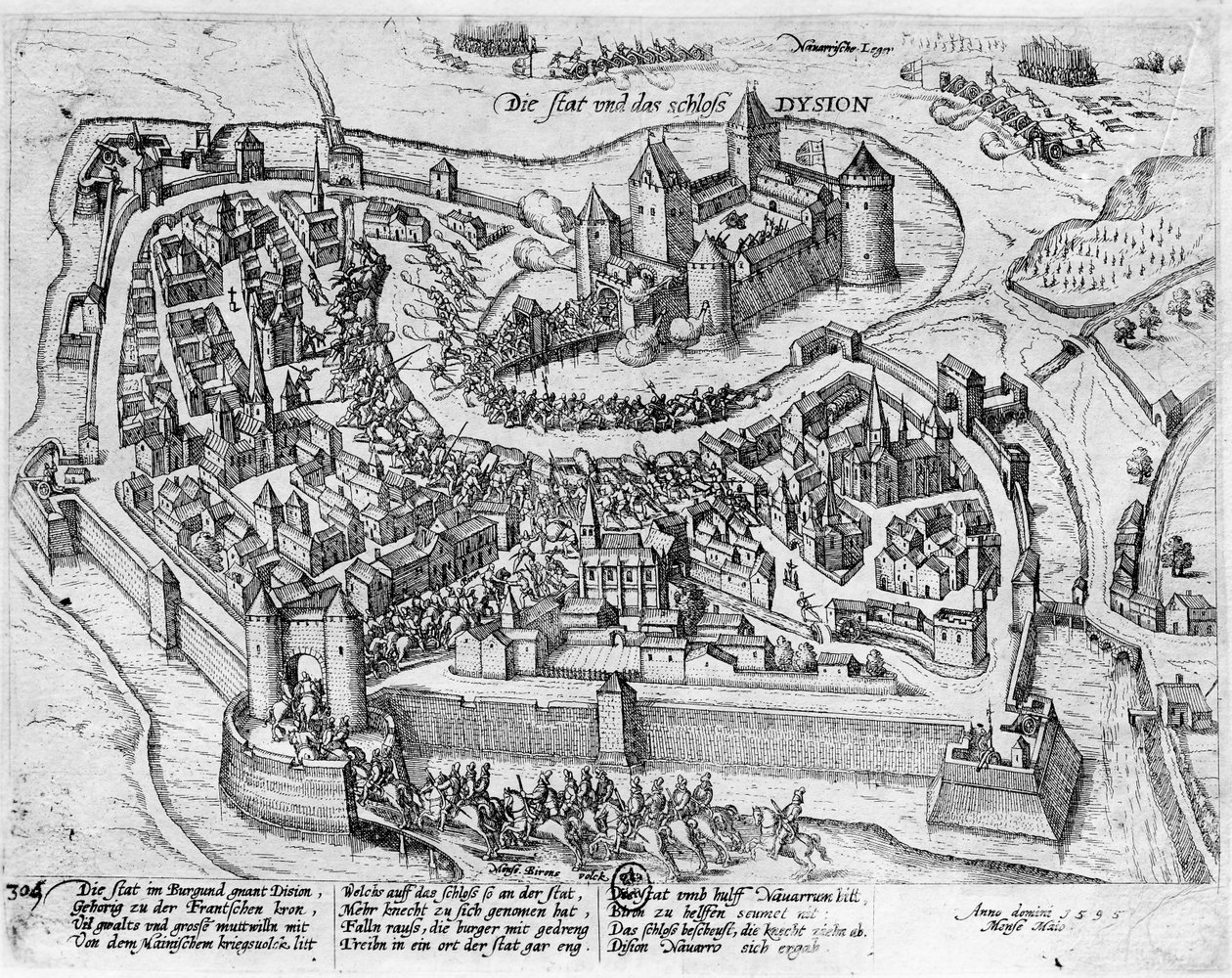 1595年6月5日、スペインのフォンテーヌフランセーズで勝利した後、ディジョンに入るアンリ4世（1553-1610） 作： ドイツ語学校