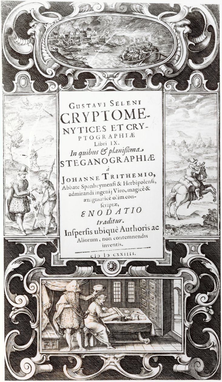 Gustavus Selenus（アウグストゥス、ブランズウィック公）による暗号化と暗号化の第9巻のイラスト、1624年 作： ドイツ語学校