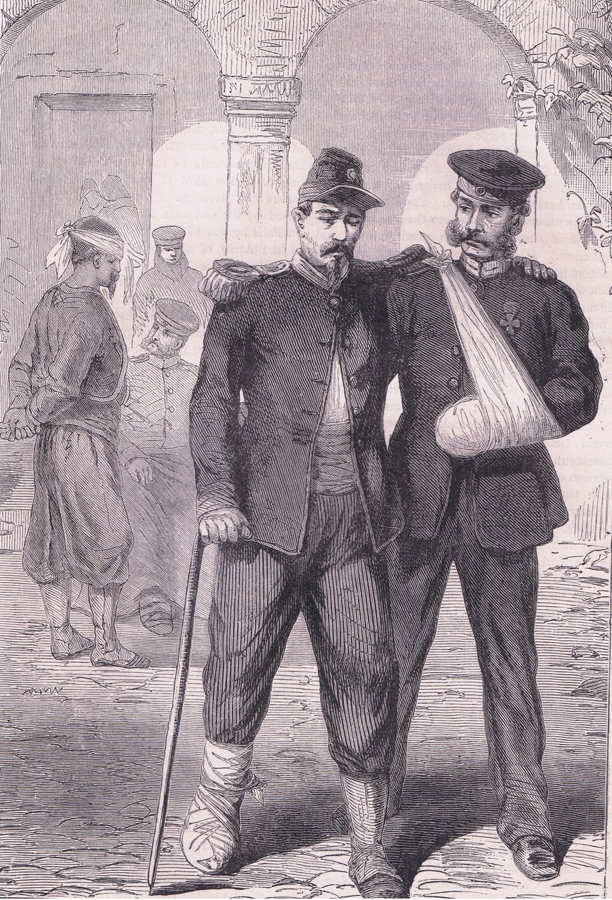 病院では、1890年頃にCassell and Company Limitedから出版されたCassells History of the War between France and Germany（リトグラフ版）を使用。 作： ドイツ語学校