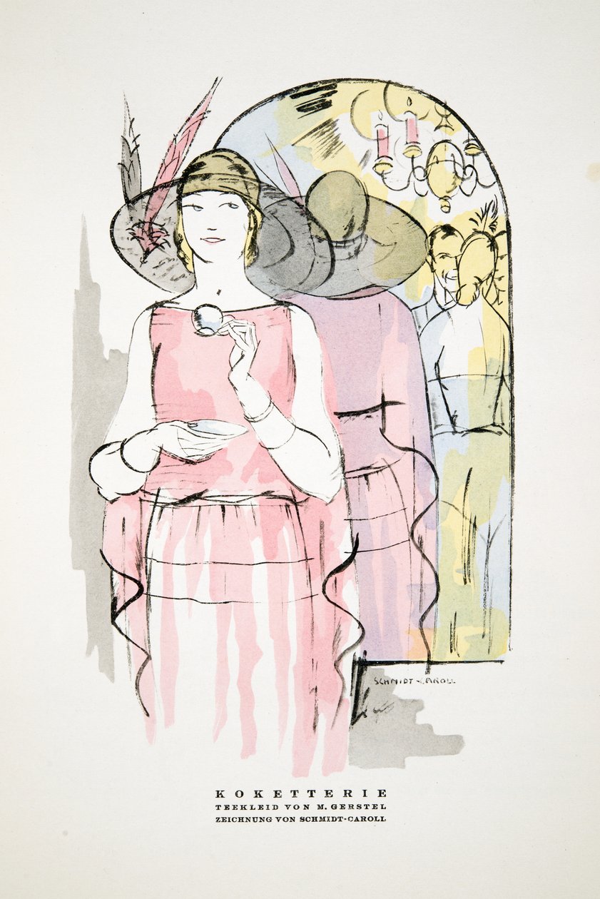Koketterie、M。Gerstelによるティードレス、Styl、pub.1922（pochoir print）から 作： ドイツ語学校