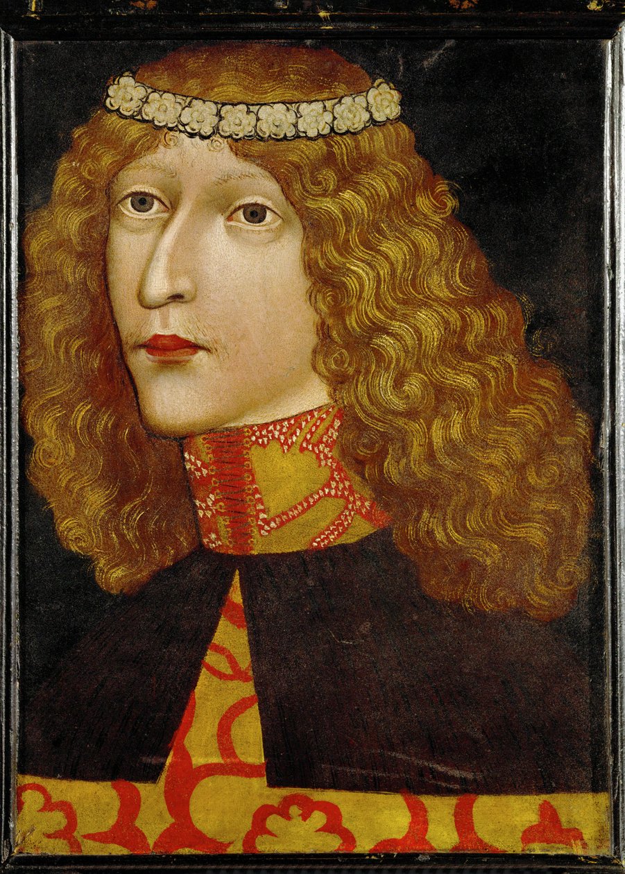 ラディスラウス・ポストゥムス、ハンガリー・ボヘミア王、1440年、父王アルブレヒト2世の死後4ヶ月で生まれる（木に羊皮紙）。 作： ドイツ語学校
