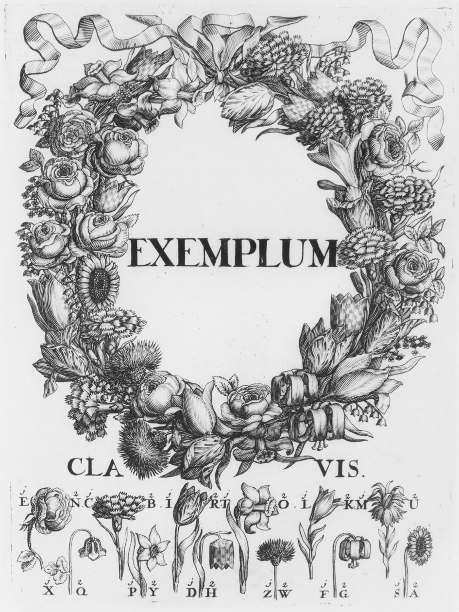 1685年にハンブルクで出版された花の言語、暗号学のイラスト、またはヨハンバルタザールフリデリチによる秘密の著作 作： ドイツ語学校