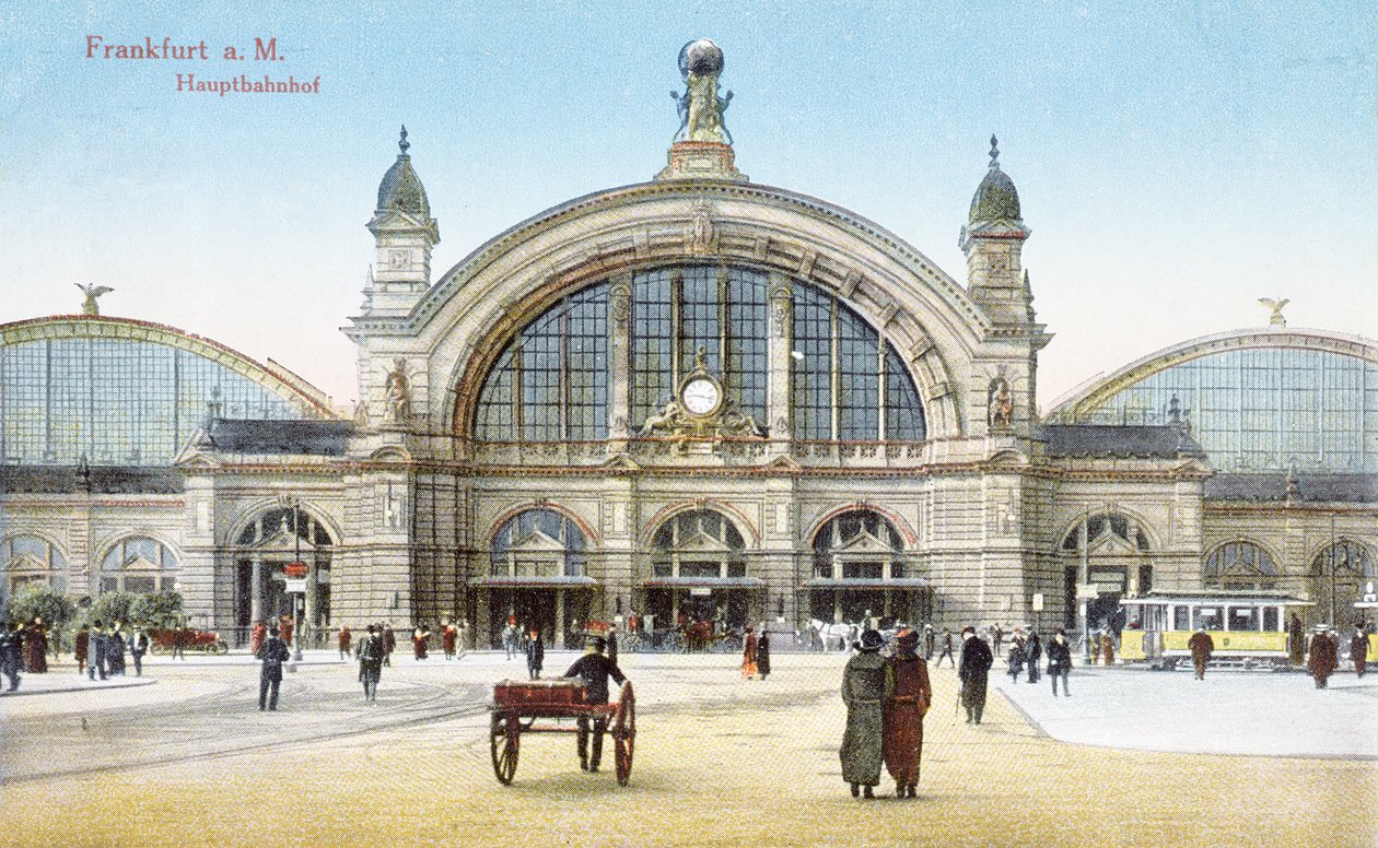 フランクフルトアムマインの中央駅、1910年 作： ドイツ語学校