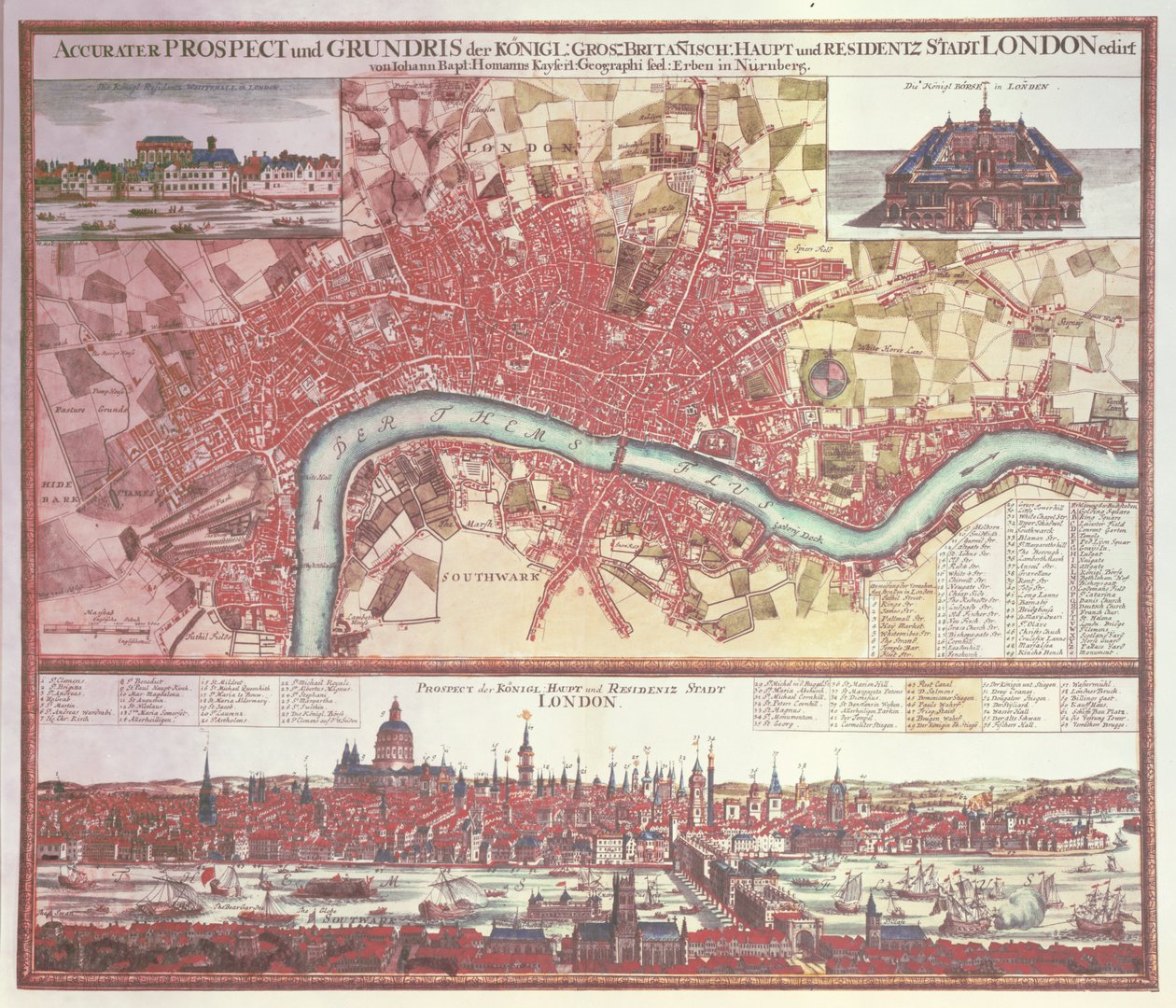 ロンドンの地図（カラー彫刻） 作： ドイツ語学校