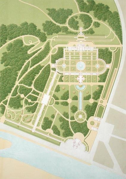 ヴュルテンベルク国王ギヨームの屋敷と庭園の地図（1860年発行 作： ドイツ語学校
