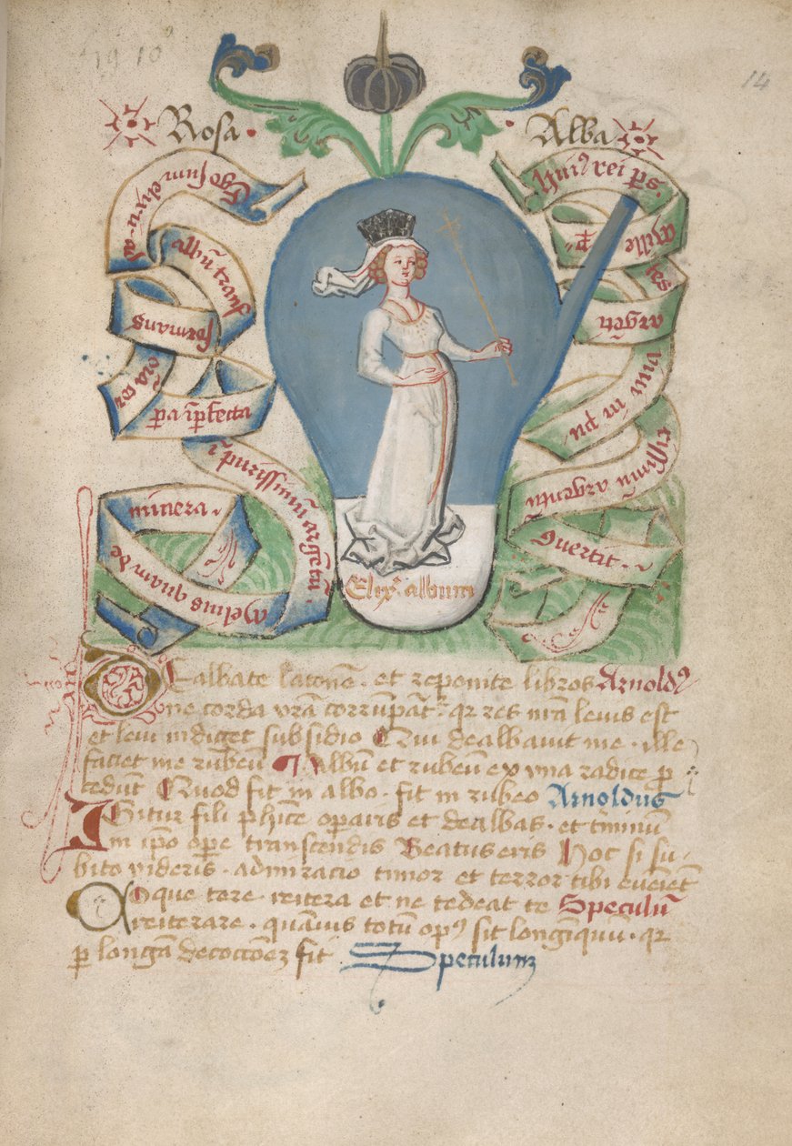 Ms Sloane 2560、f.14、錬金術の論文から、15 世紀後半 (ベラム) 作： ドイツ語学校
