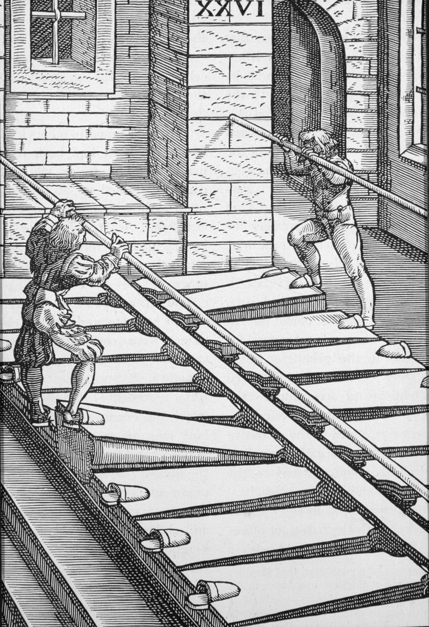 ハルバーシュタット大聖堂のオルガンベローズとブロワー。 1619年（彫刻） 作： ドイツ語学校