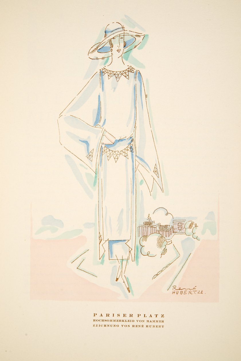 パリエール・プラッツ、ハマーの夏の装い、1922年発行の『Styl』より（ポショワールプリント 作： ドイツ語学校
