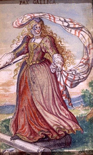 フランスの平和を擬人化した「パックス・ガリカ」1640年頃（ベラムにグワッシュ） 作： ドイツ語学校
