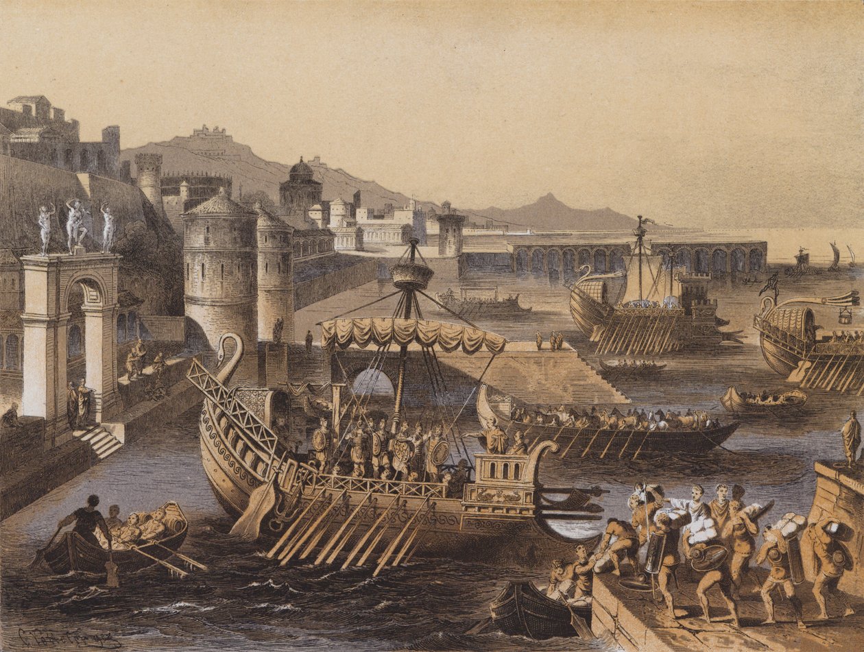 クラシック時代の港（カラーリトグラフ） 作： ドイツ語学校