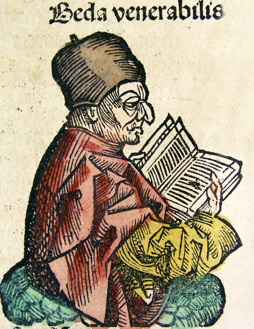 1493年のニュルンベルク年代記に掲載されたBede（673-735）の肖像 作： ドイツ語学校