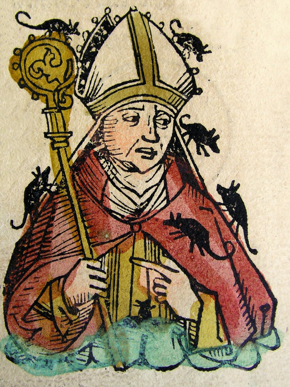 1493年にニュルンベルク年代記で出版された、マインツの大司教ハットの肖像 作： ドイツ語学校
