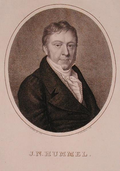 F. フライシュマンが彫ったヨハン・ネポムク・フンメル（1778-1837）の肖像画 作： ドイツ語学校