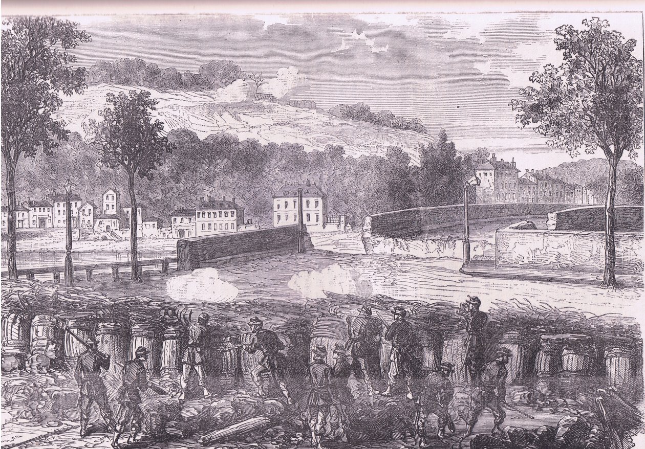 セーヴルの橋を守るプロイセンの堡塁（Cassells History of the War between France and Germany, published by Cassell and Company Limited, c.1890 (litho) 作： ドイツ語学校