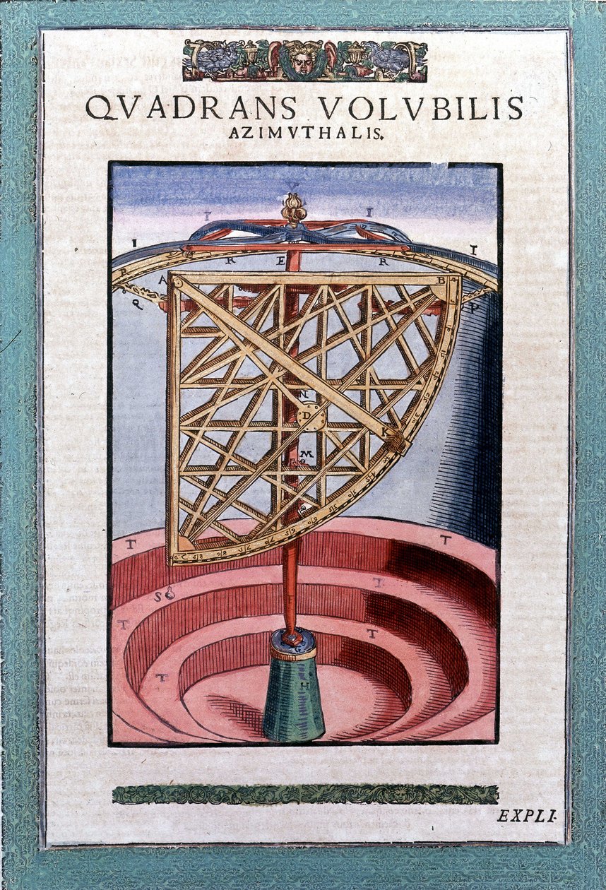 Tycho Brah (1546 - 1601)の "Astronomiae instituatae machanicia "の方位角の黄道帯の象限、Wandsbeck 作： ドイツ語学校