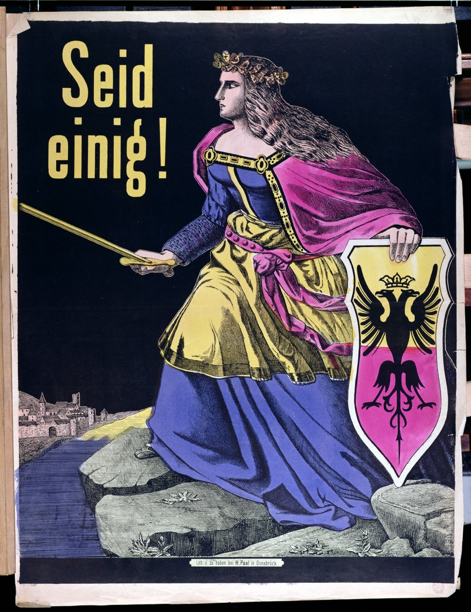 Seid Einig！、ドイツの愛国心が強いポスター、c.1870 作： ドイツ語学校