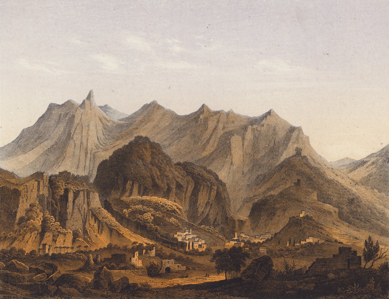 ギリシャ、スパルタ遺跡（カラーリトグラフ） 作： ドイツ語学校