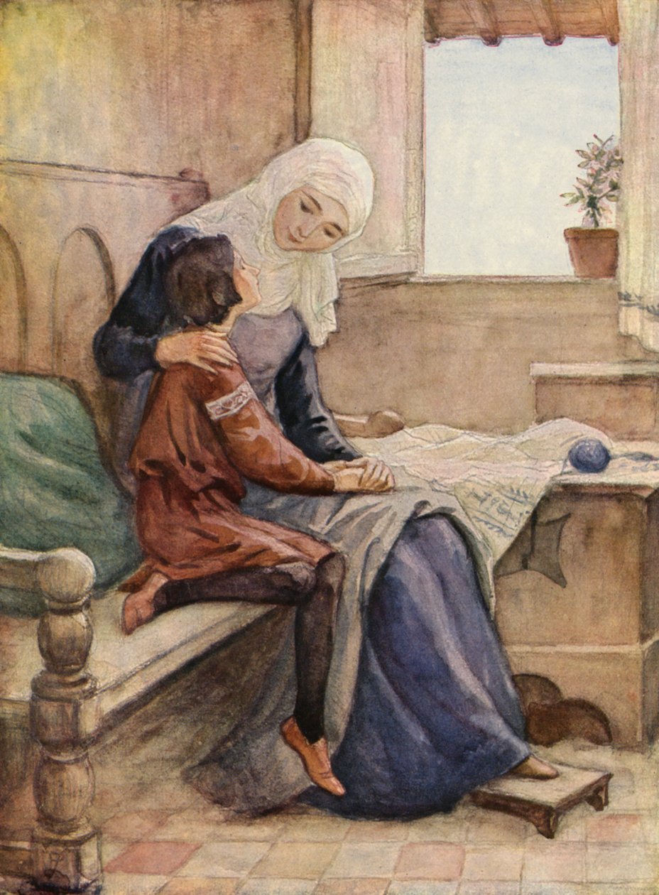 聖フランチェスコとその母（カラーリトグラフ） 作： ドイツ語学校