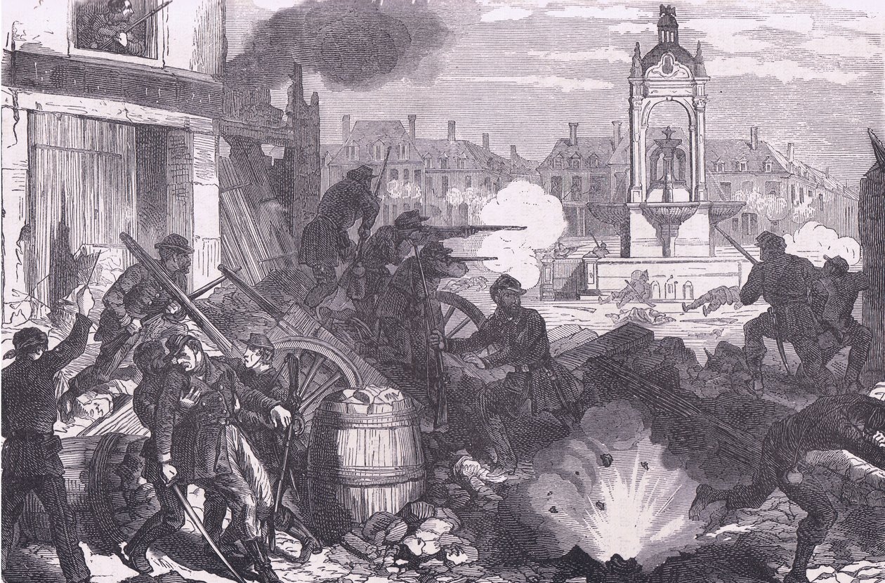 シャトーダンでの市街戦（Cassells History of the War between France and Germany, published by Cassell and Company Limited, c.1890 (litho) 作： ドイツ語学校