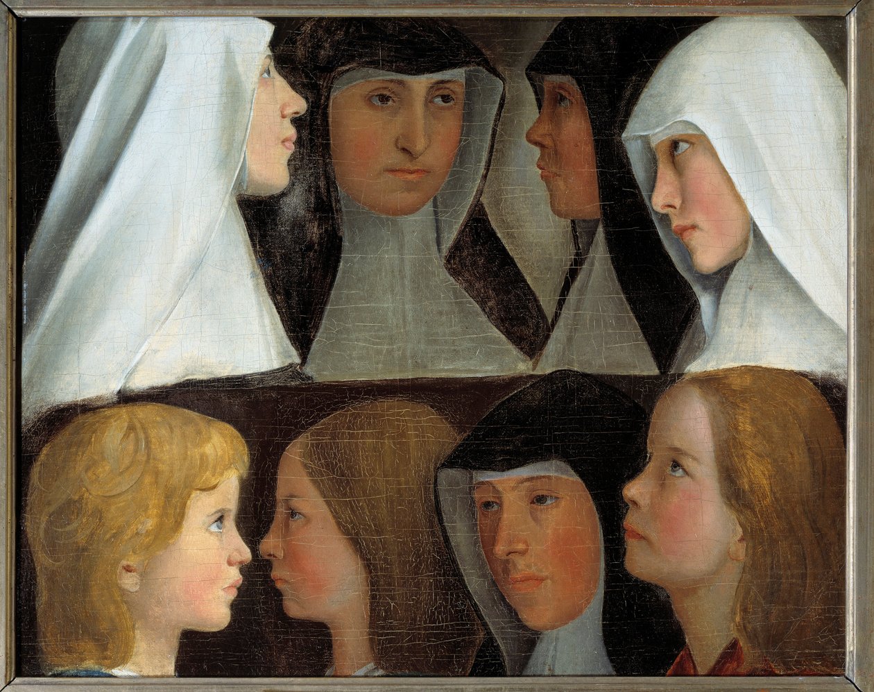 聖ベネディクト修道会の修道女の研究 19世紀のドイツの学校の絵画 ロアンヌ、ジョセフ・デシェット美術館 - 聖ベネディクト修道会の修道女の研究。ドイツの学校の絵画 作： ドイツ語学校