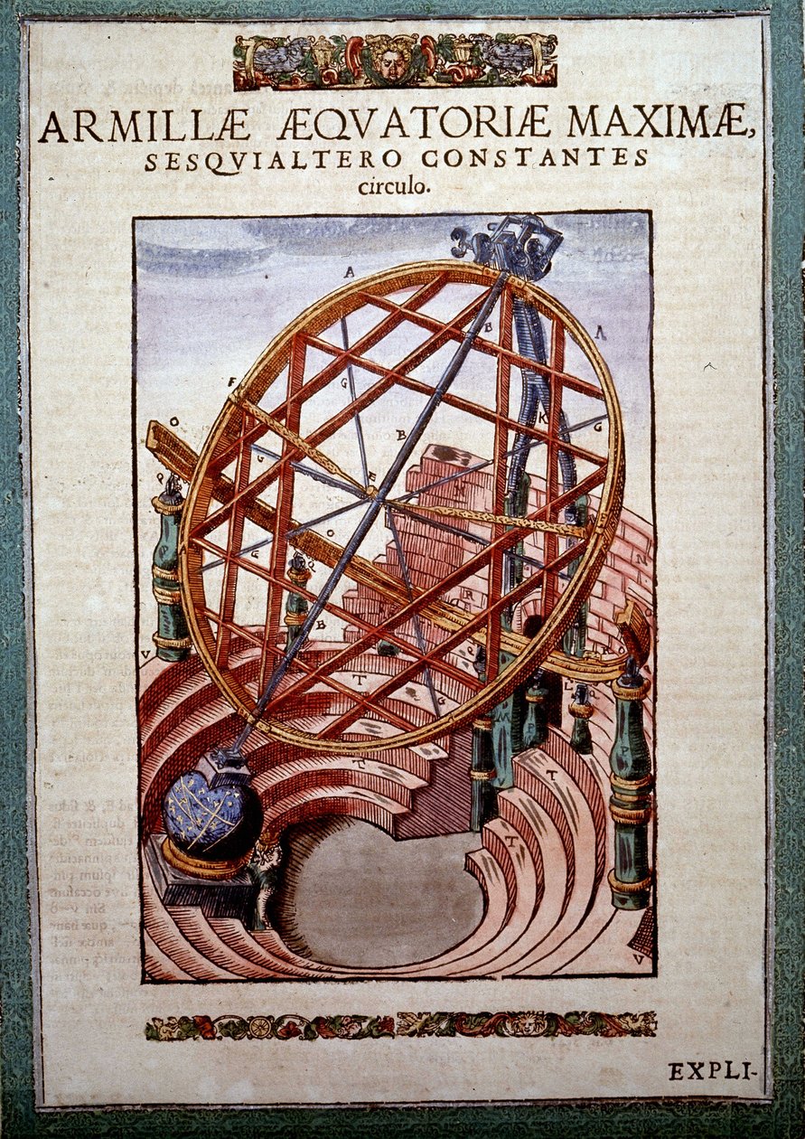 ティコ・ブラーエ（1546 - 1601）の「Astronomiae instituatae machanicia」に登場する大赤道儀、Wandsbeck 作： ドイツ語学校