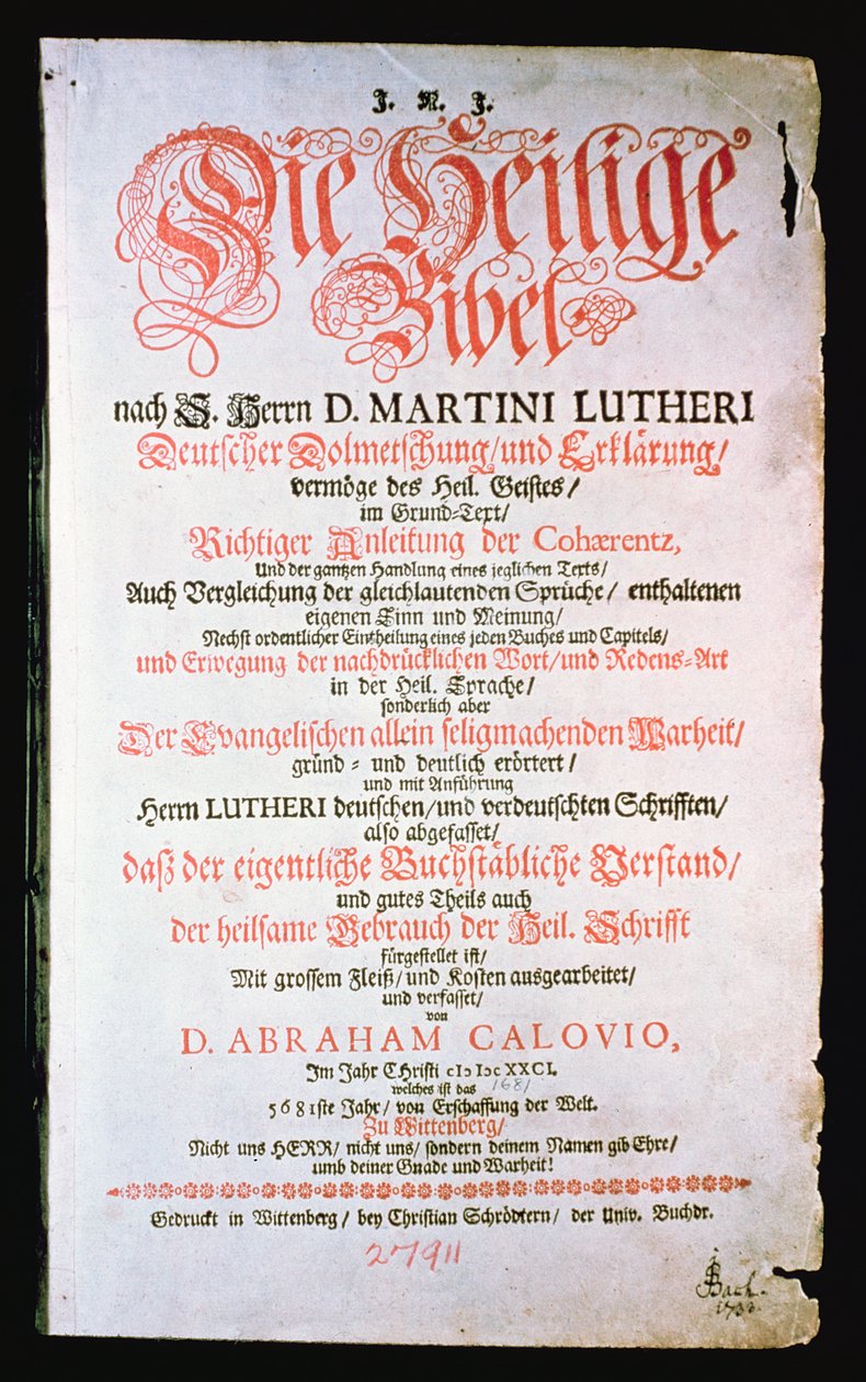 聖書、Vol。 I.、1681 作： ドイツ語学校