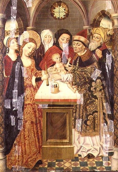 神殿でのプレゼンテーション、1480年頃 作： ドイツ語学校