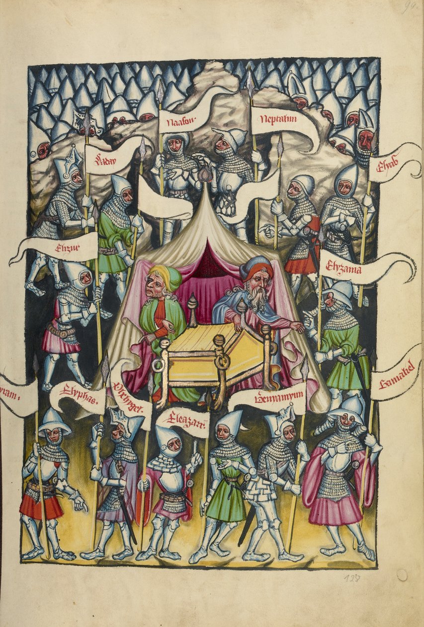 Weltchronik Ms 33 fol.94、c.1400-10からのイスラエルの12部族（テンペラ、金と銀の絵の具、羊皮紙にインク） 作： ドイツ語学校