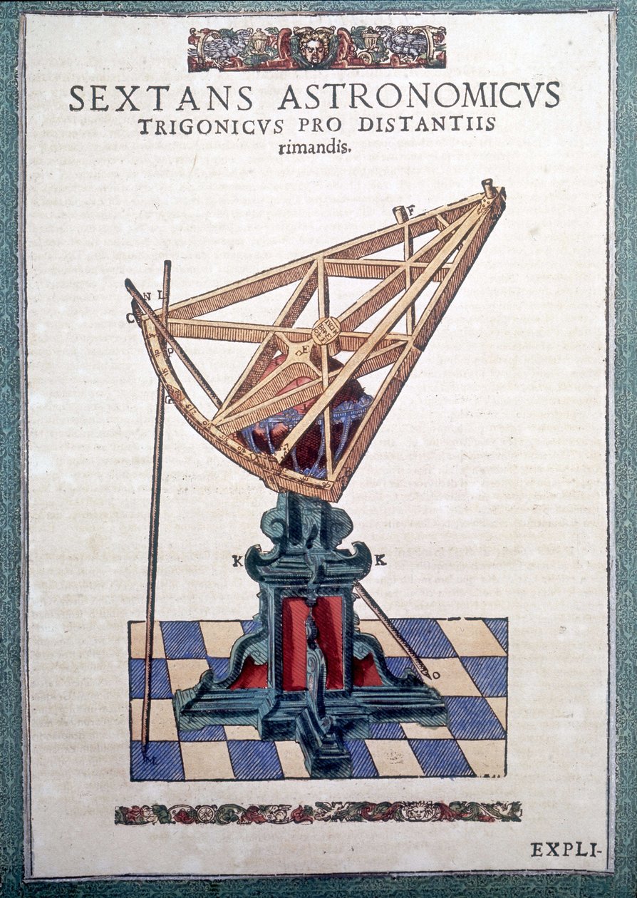 ティコ・ブラーエ（1546 - 1601）の「Astronomiae instituatae machanicia」に登場する天文学的な六分儀（Wandsbeck 作： ドイツ語学校