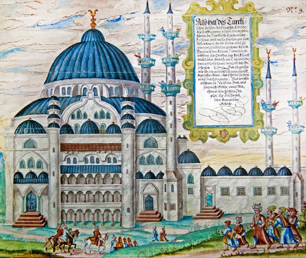 トルコのモスクでの祈りの声（紙にガッシュ） 作： ドイツ語学校