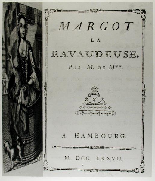 ハンブルグで出版されたM. de M.(Louis Charles Fougeret de Monbron 1706-1761)の「Margot la Ravaudeuse」(1750年)のタイトルページ。 作： ドイツ語学校