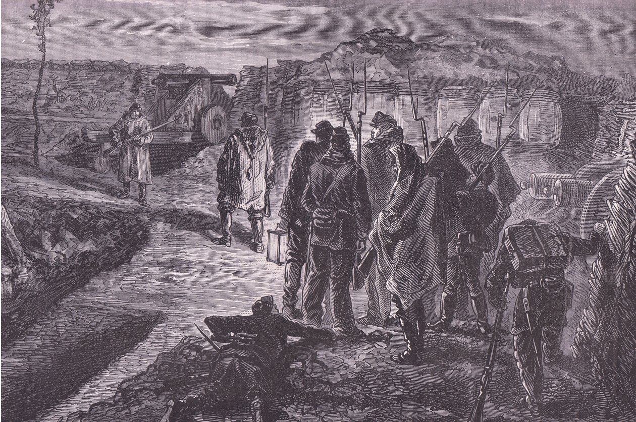 城壁の上で（Cassells History of the War between France and Germany, published by Cassell and Company Limited, c.1890 (litho) 作： ドイツ語学校