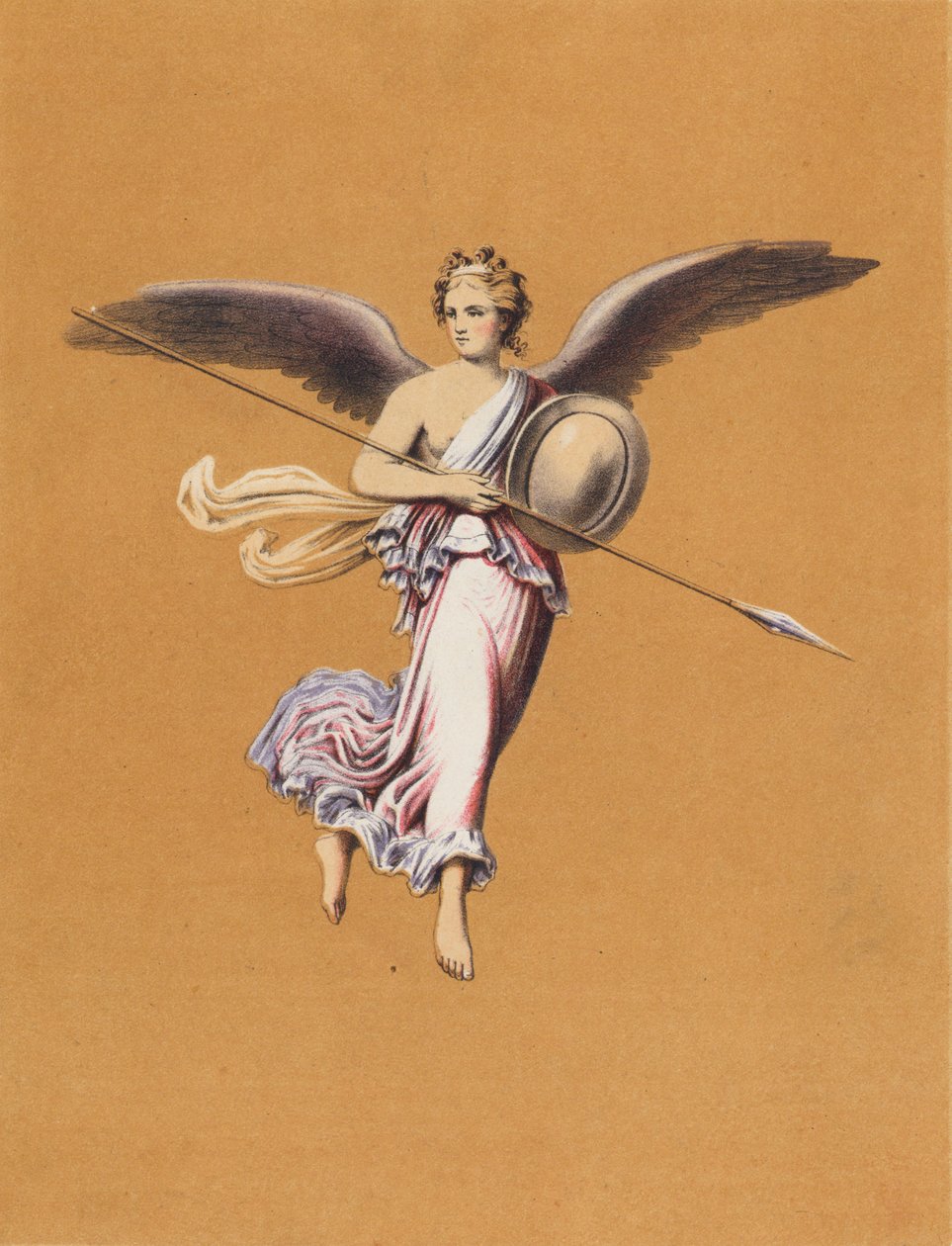 イタリア、ポンペイの壁画（カラーリトグラフ） 作： ドイツ語学校