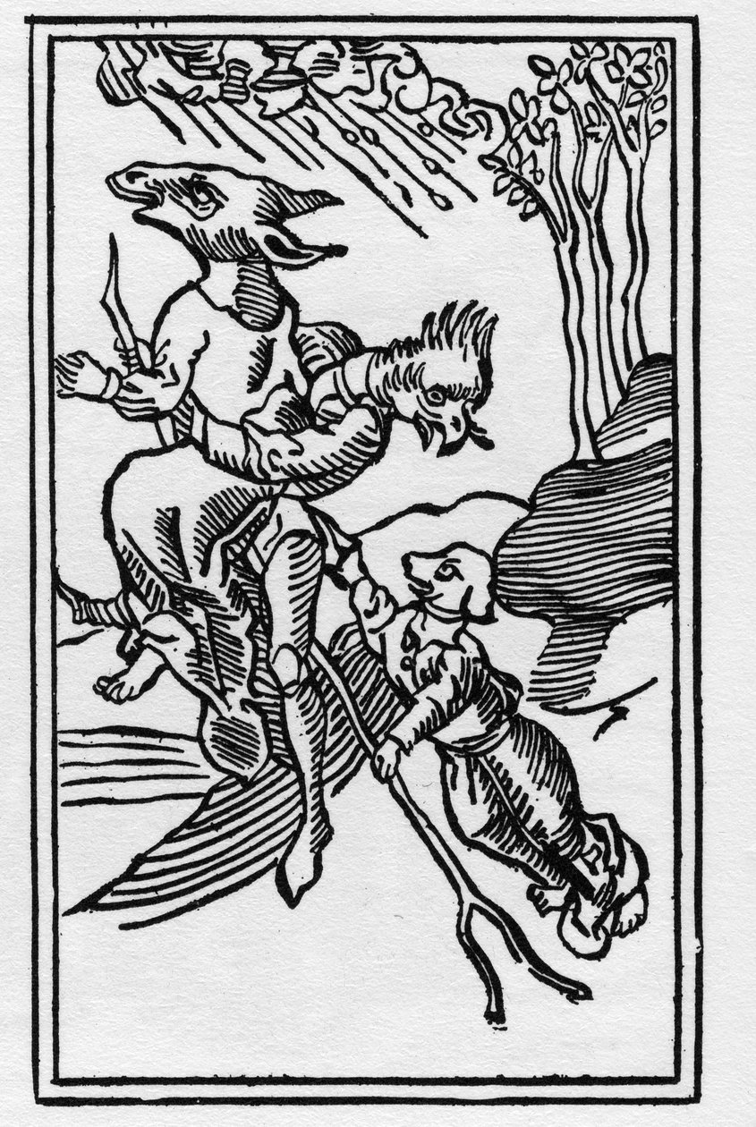 動物になった魔女たち ウルリッヒ・モリトールによる1489年の「De lamiis et pythonicis mulieribus」の版画" 作： ドイツ語学校