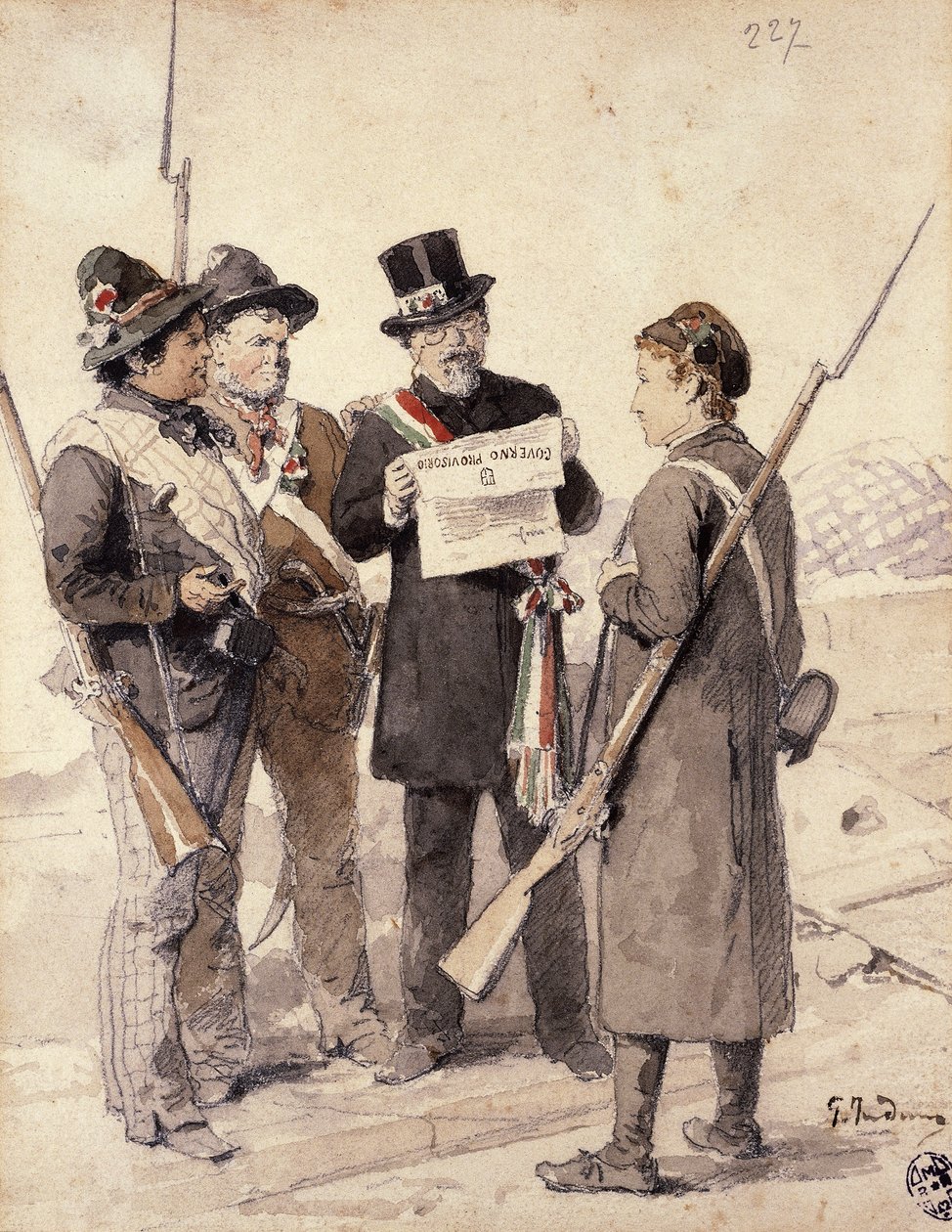 ミラノの 5 日間、Gerolamo Induno (1827-1890)、水彩画 作： ジェロラモ・インドゥーノ