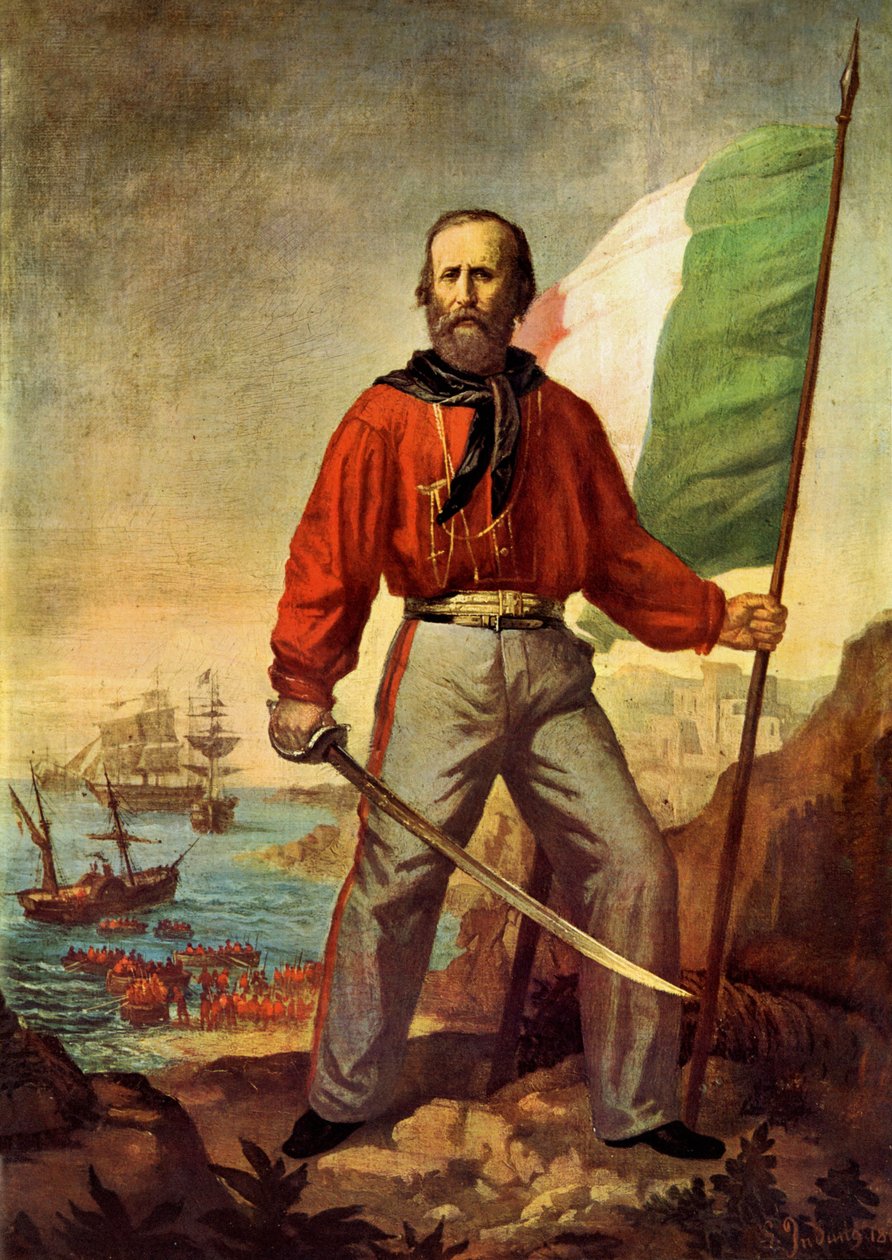 マルサラにサウザンドが上陸する際のジュゼッペ・ガリバルディ (1807-1882) の肖像 作： ジェロラモ・インドゥーノ