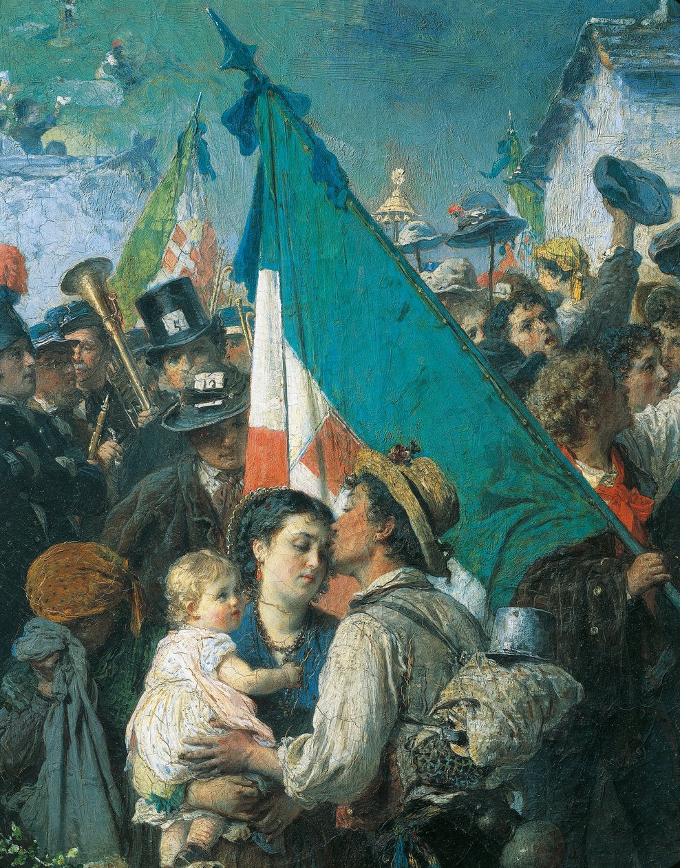 1866 年の徴集兵の出発、Gerolamo Induno 画 作： ジェロラモ・インドゥーノ