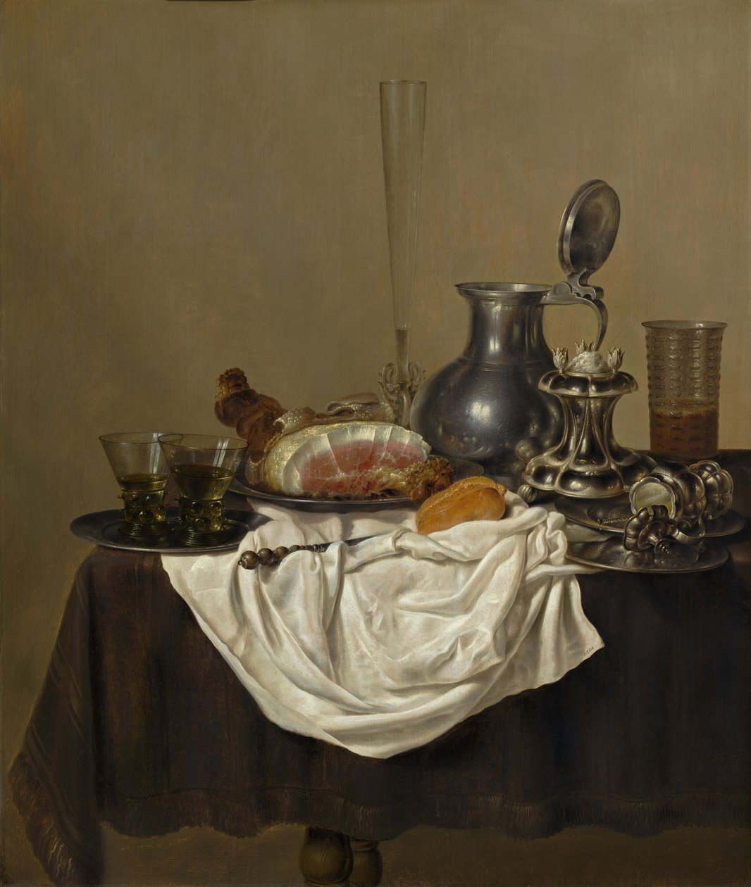 ハムのある静物 作： Gerret Willemsz Heda
