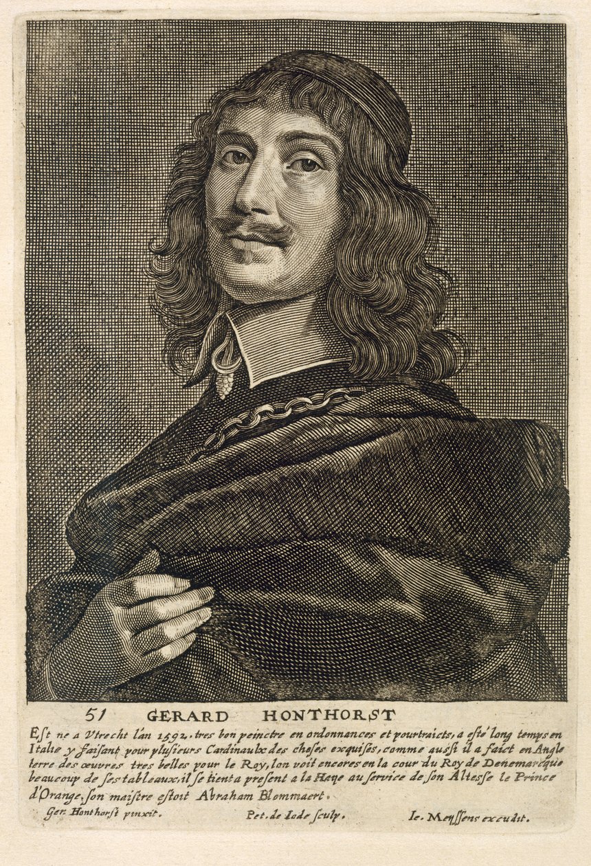 ヨハネス・マイセン（1612-70）によって刻まれた自画像 作： ゲリット・ファン・ホンソースト