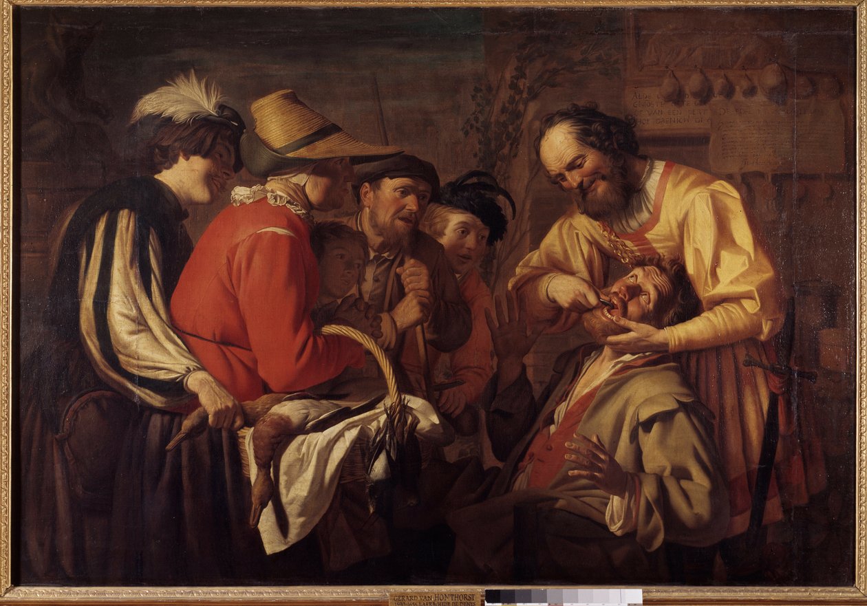 歯を抜く人 Gerrit Van Honthorst（1590-1656）の絵 作： ゲリット・ファン・ホンソースト