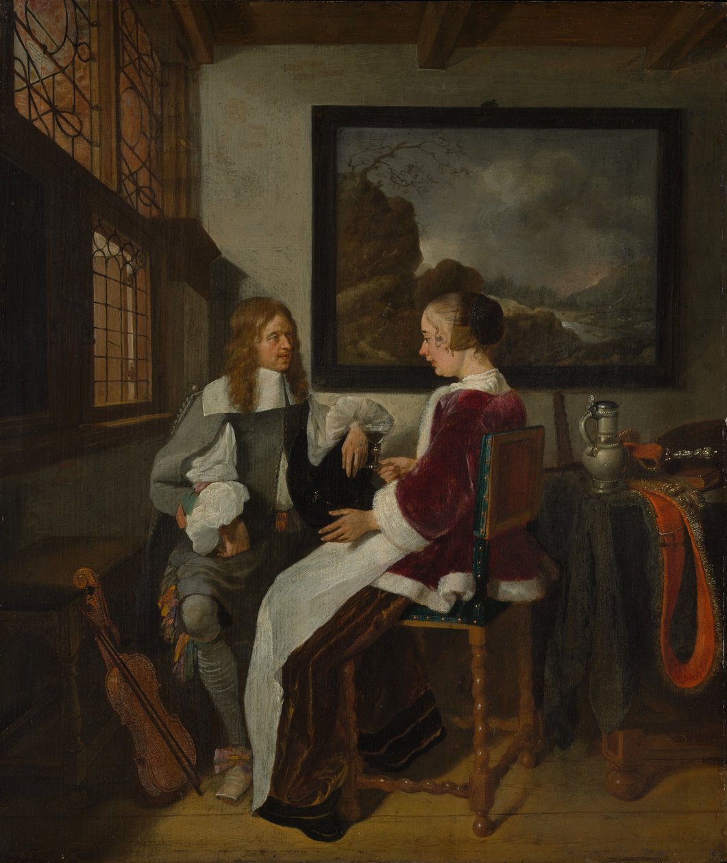感傷的な会話、1660 年代初頭。 作： Gerritsz Quiringh van Brekelenkam
