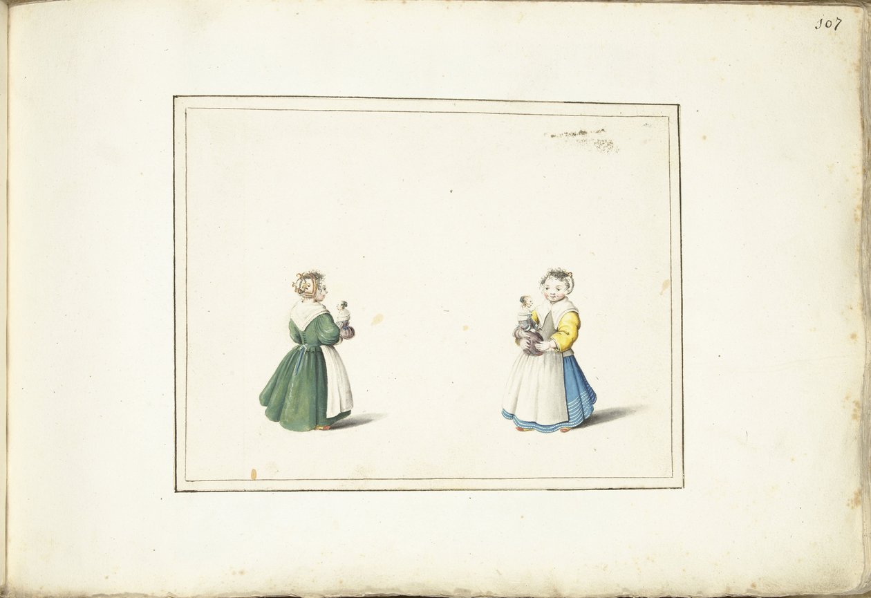 人形を持つ二人の少女 作： Gesina ter Borch