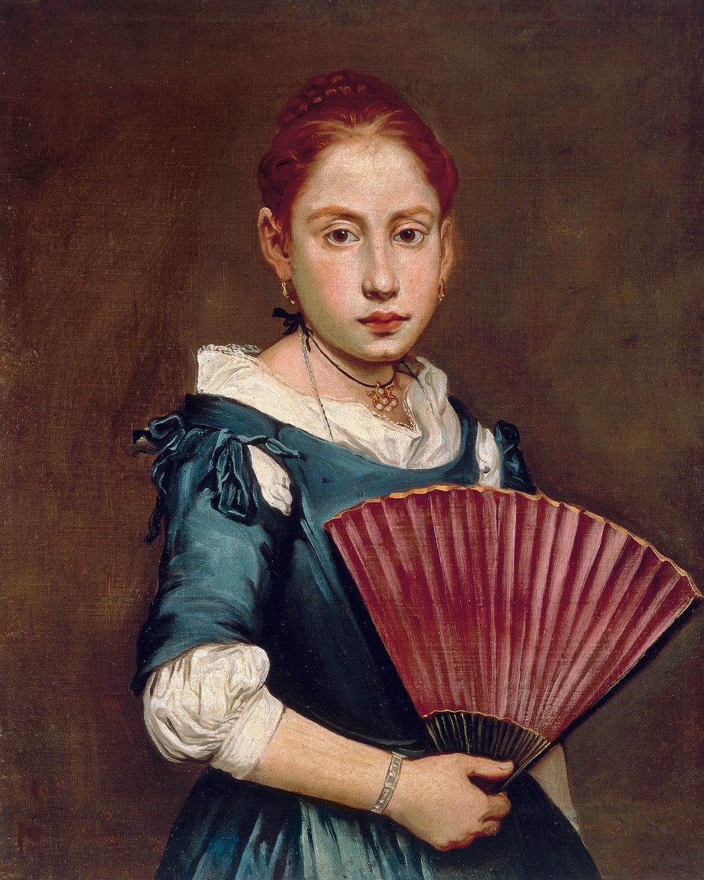 扇を持つ少女」 1740年頃 ピトチェットことジャコモ・チェルッティ（1698-1797）作 油彩・キャンバス 65x54cm 作： ジャコモ・セルティ