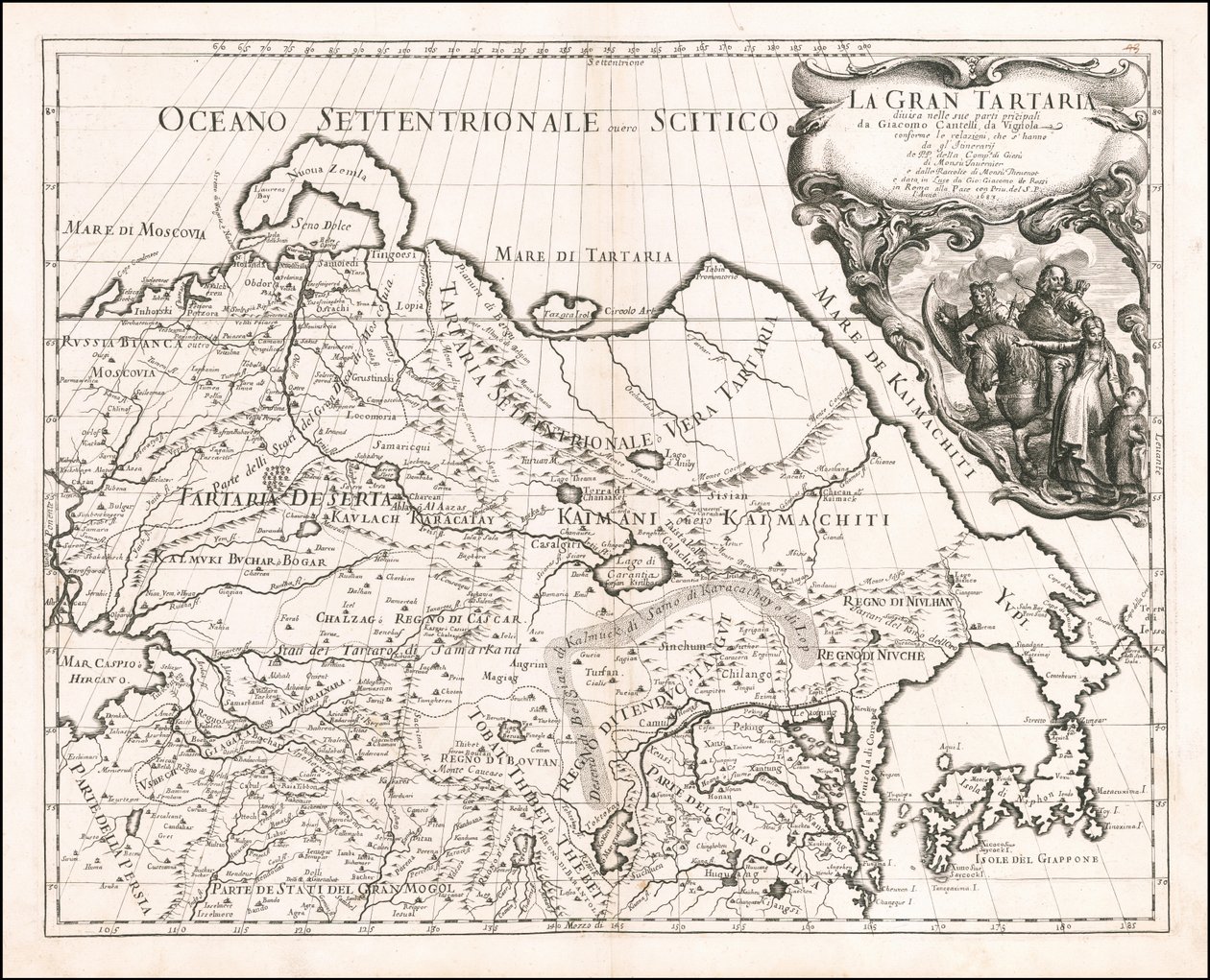 ジャコモ・カンテッリ・ダ・ヴィニョーラによる1683年大韃靼地図 作： ジャコモ・カンテッリ
