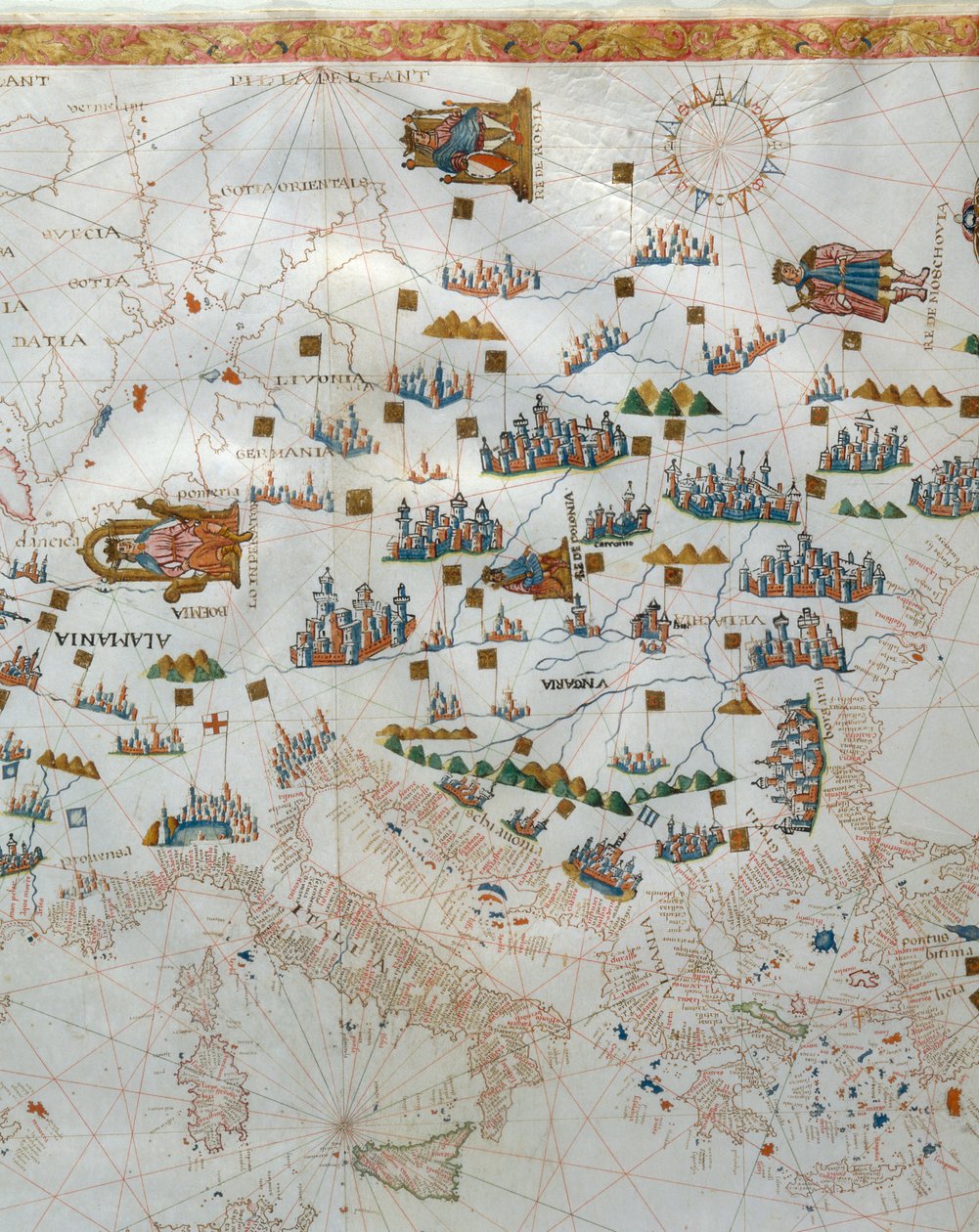 航海地図、西ヨーロッパの詳細、1564 作： ジャコモ・マッジョーロ