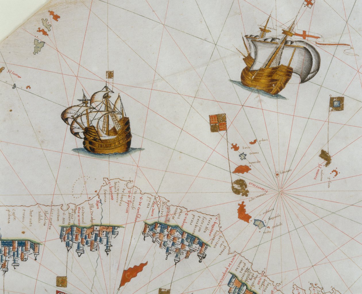 航海地図、カナリア諸島の詳細、1564 作： ジャコモ・マッジョーロ