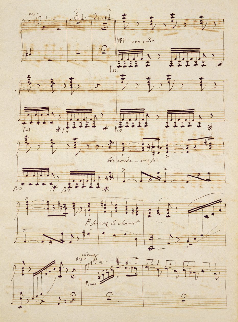 「Les Huguenots」のスコアからの原稿ページ 作： ジャコモ・マイヤービア