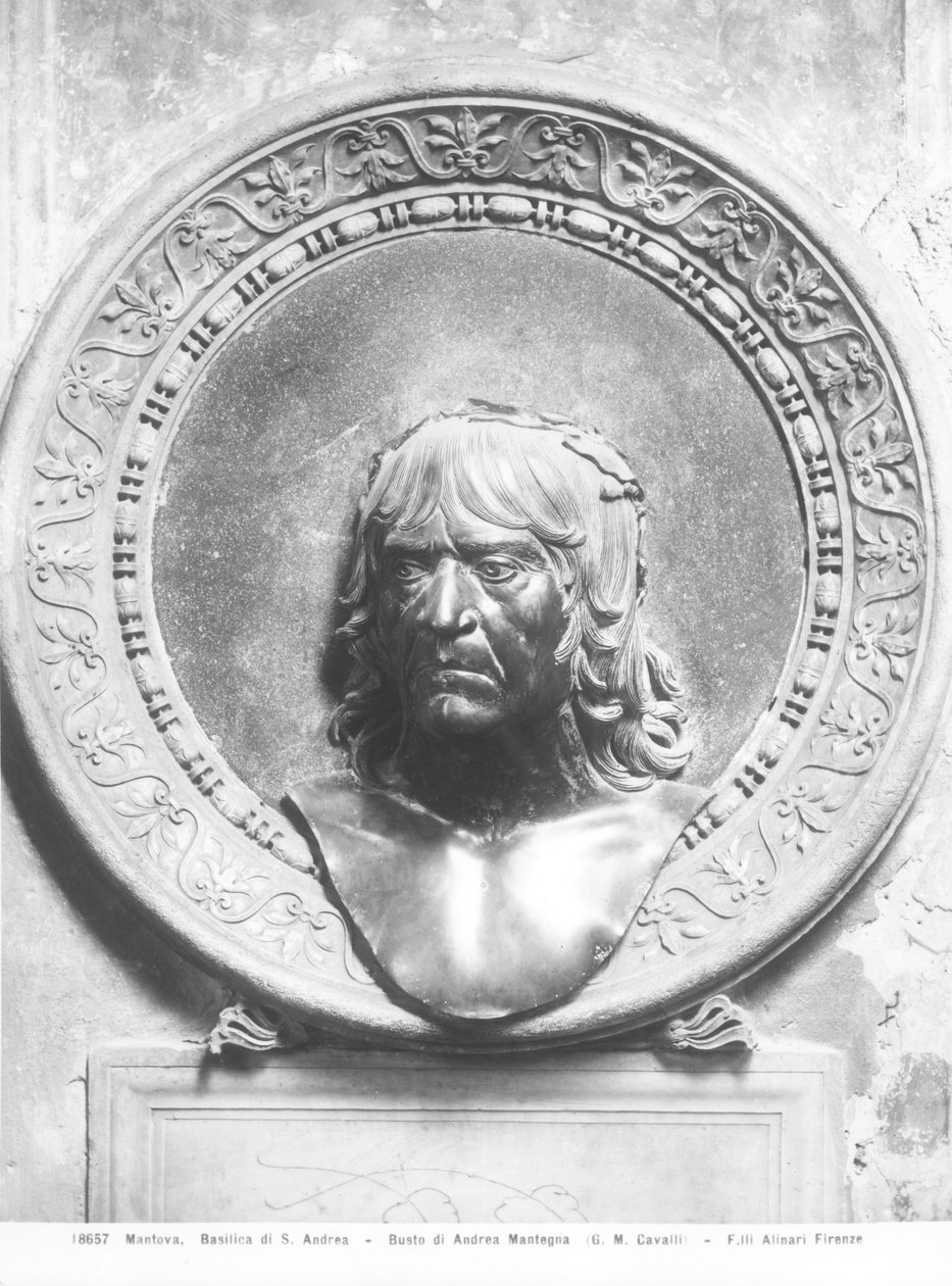 アンドレア・マンテーニャ（1431-1506）の胸像（ブロンズ）（白黒写真 作： ジャンマルコカヴァッリ